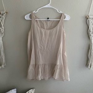 Eileen Fisher Two Layered Silk Ruffle Tank Medium